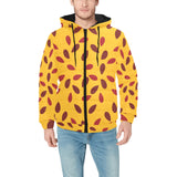 Passion fruit texture Men's Padded Hooded Jacket