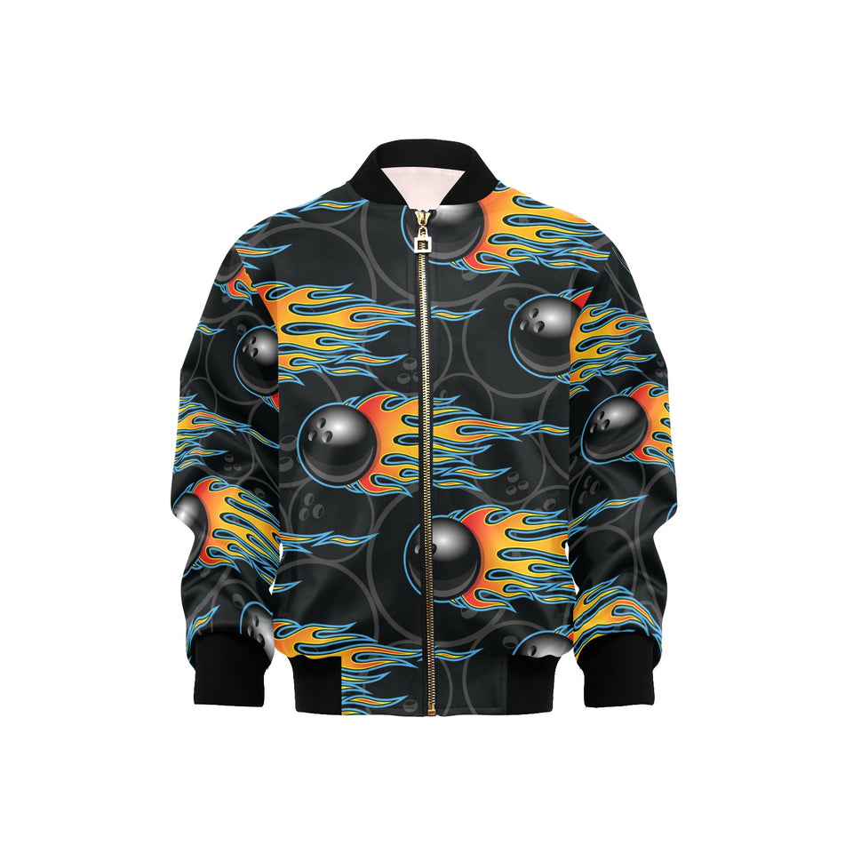 Bowling balls flame pattern Kids' Boys' Girls' Bomber Jacket