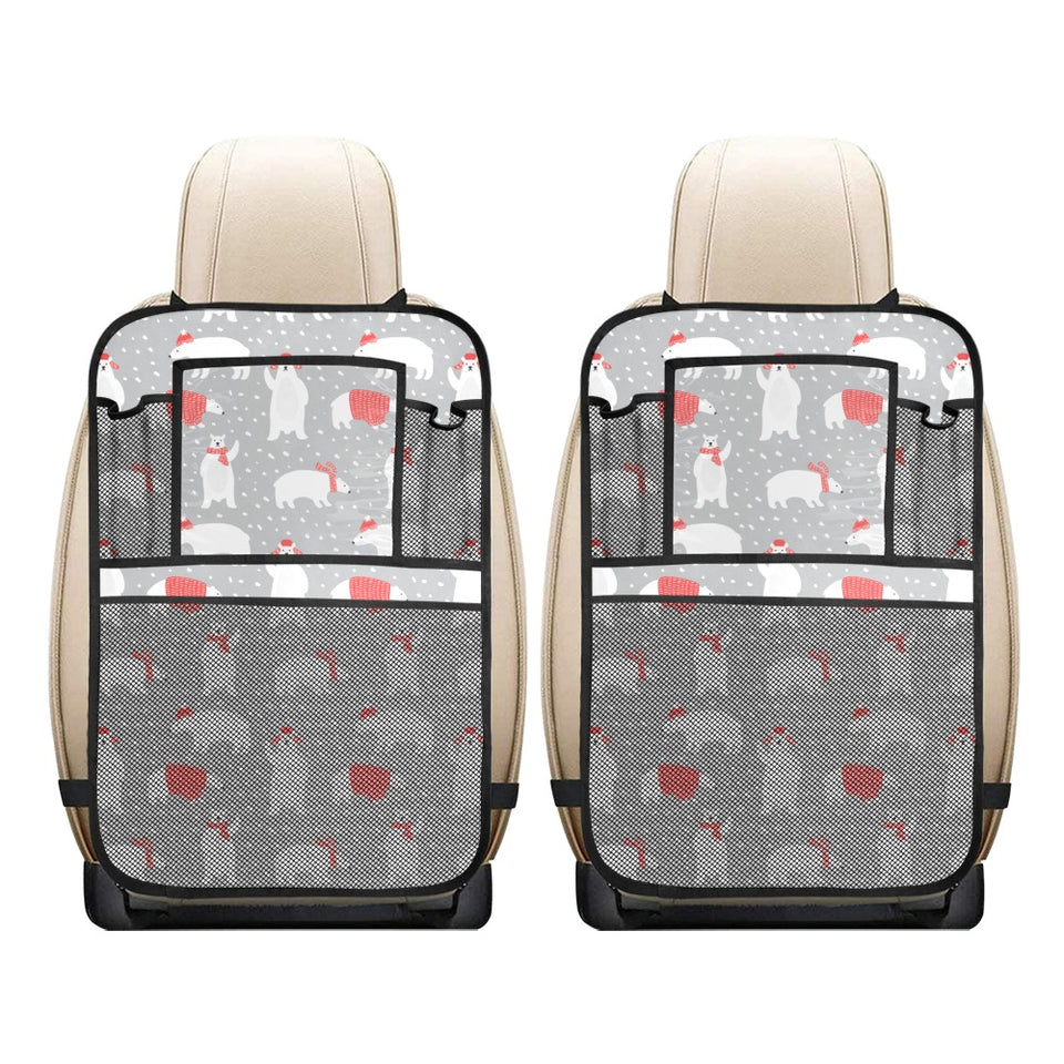 Cute polar bear christmas snow pattern Car Seat Back Organizer