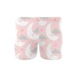 Cute moon cloud star pattern pink dot background Men's Swimming Trunks