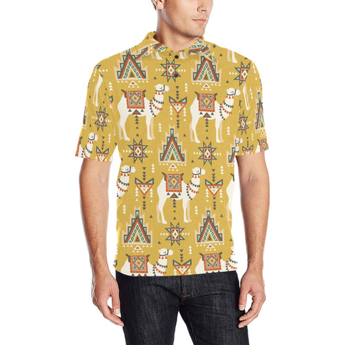 Camels ethnic motif pattern Men's All Over Print Polo Shirt