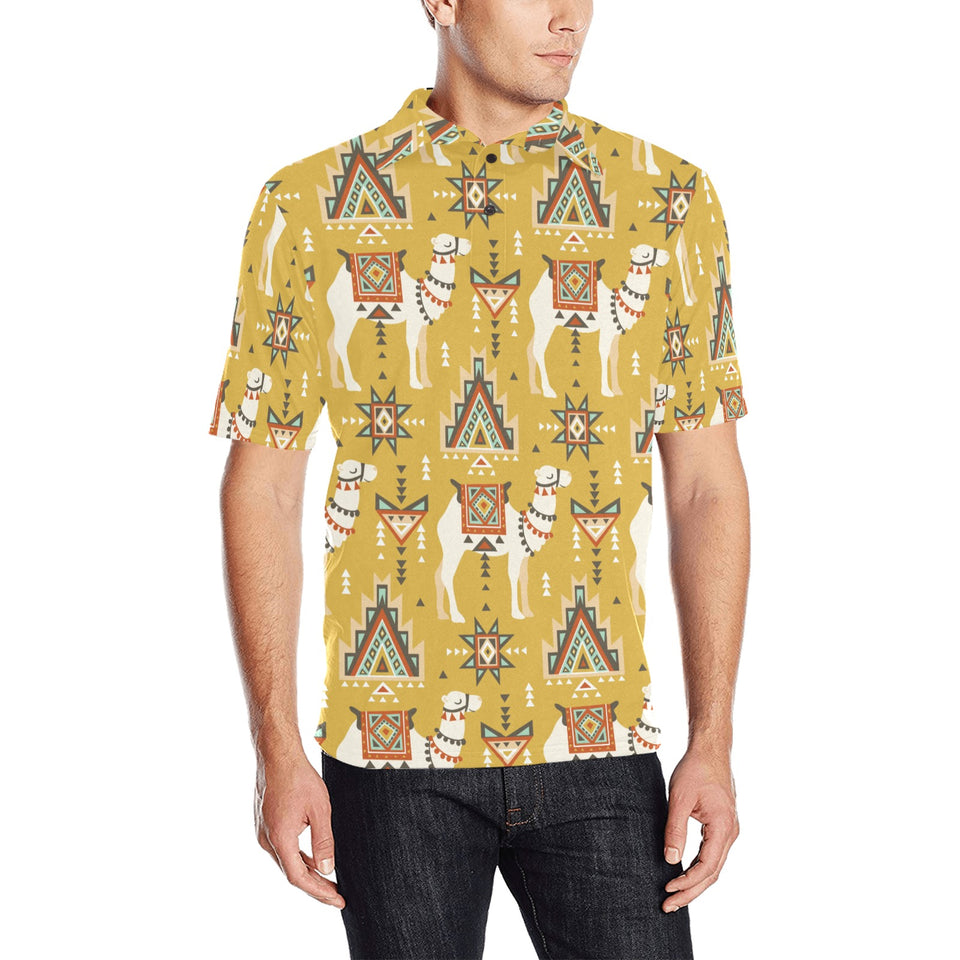 Camels ethnic motif pattern Men's All Over Print Polo Shirt