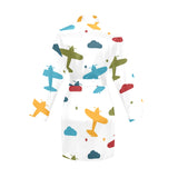 Airplane star cloud colorful Women's Long Sleeve Belted Night Robe