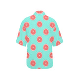 Grapefruit green background Women's All Over Print Hawaiian Shirt