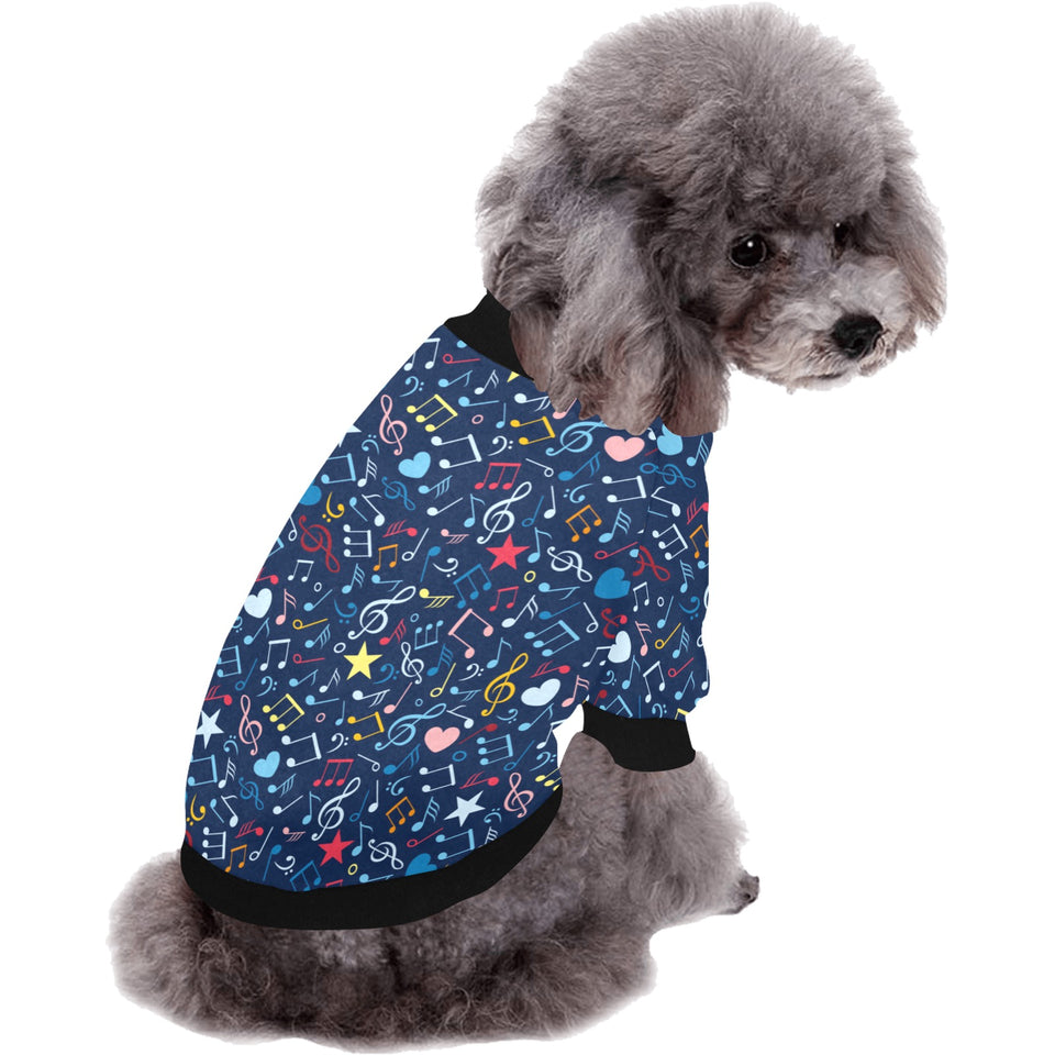 Music Notes Pattern Print Design 03 All Over Print Pet Dog Round Neck Fuzzy Shirt