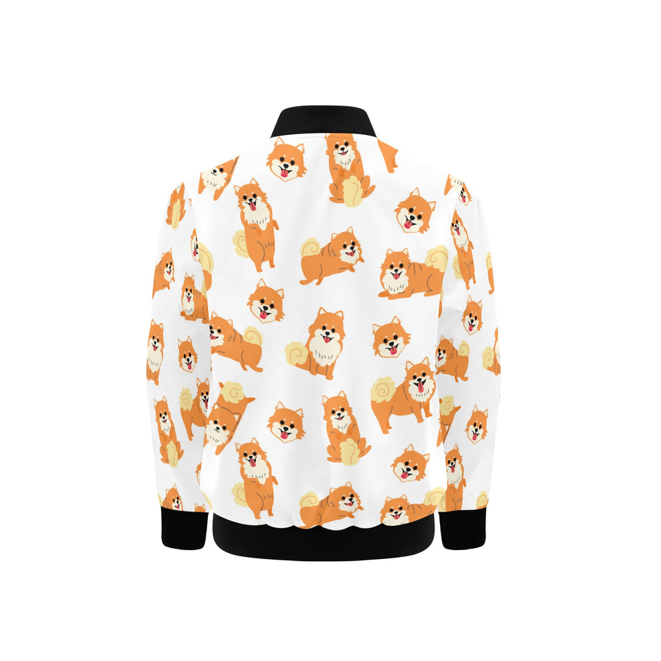 Brown pomeranian pattern Kids' Boys' Girls' Bomber Jacket