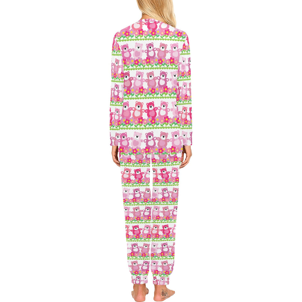Teddy Bear Pattern Print Design 04 Women's All Over Print Pajama Set