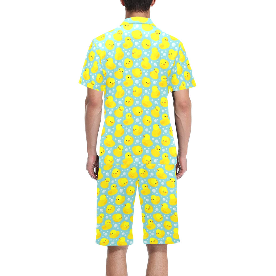 Duck Pattern Print Design 03 Men's V-Neck Short Pajama Set
