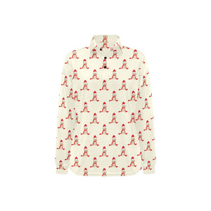 Golden Retriever Pattern Print Design 01 Women's Long Sleeve Polo Shirt