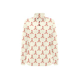 Golden Retriever Pattern Print Design 01 Women's Long Sleeve Polo Shirt