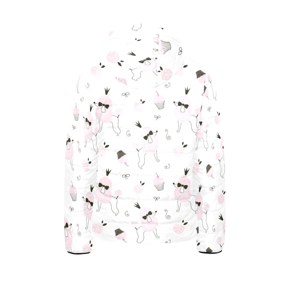 Poodle dog rose cake pattern Kids' Boys' Girls' Padded Hooded Jacket