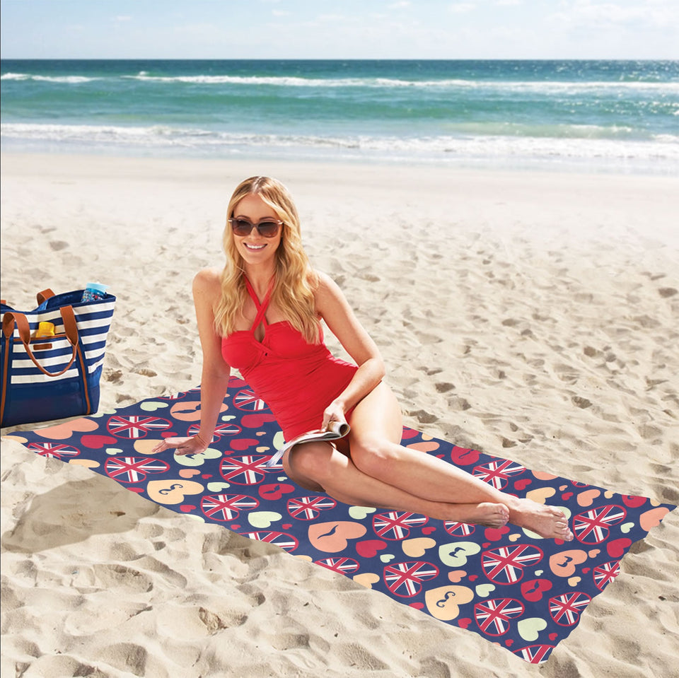 British Pattern Print Design 02 Beach Towel