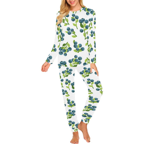 blueberry white background Women's All Over Print Pajama Set