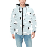 Sheep polka dot cloud pattern Men's Padded Hooded Jacket