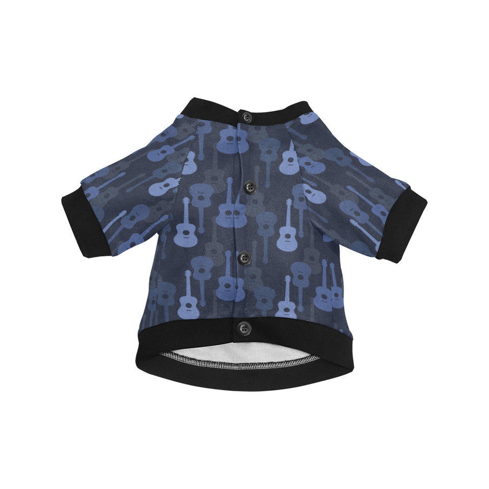 Blue Theme guitar pattern All Over Print Pet Dog Round Neck Fuzzy Shirt
