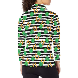 Horseshoes Pattern Print Design 01 Women's Long Sleeve Polo Shirt