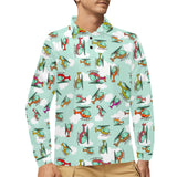 Helicopter design pattern Men's Long Sleeve Polo Shirt