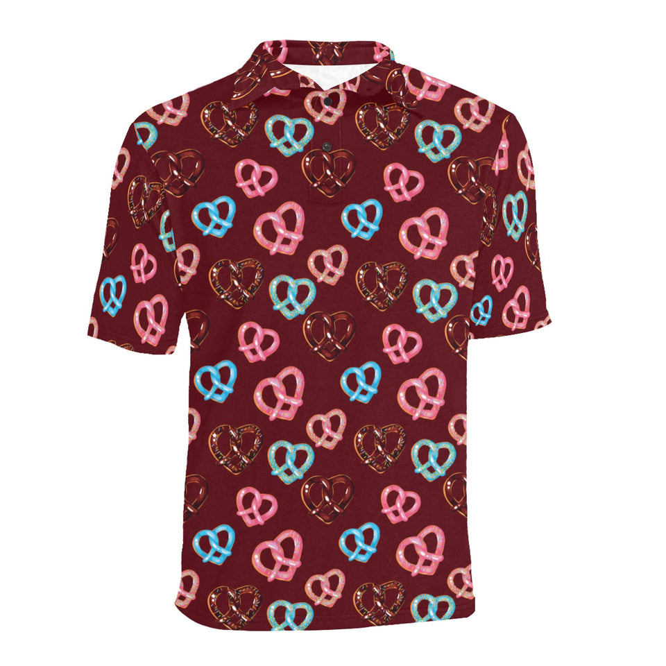 Pretzels Pattern Print Design 05 Men's All Over Print Polo Shirt