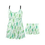 Green Peas Pattern Print Design 01 Chest Sexy Pleated Two Piece Swim Dress