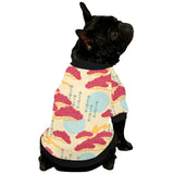 Red Bonsai gray sun japanese pattern All Over Print Pet Dog Round Neck Fuzzy Shirt