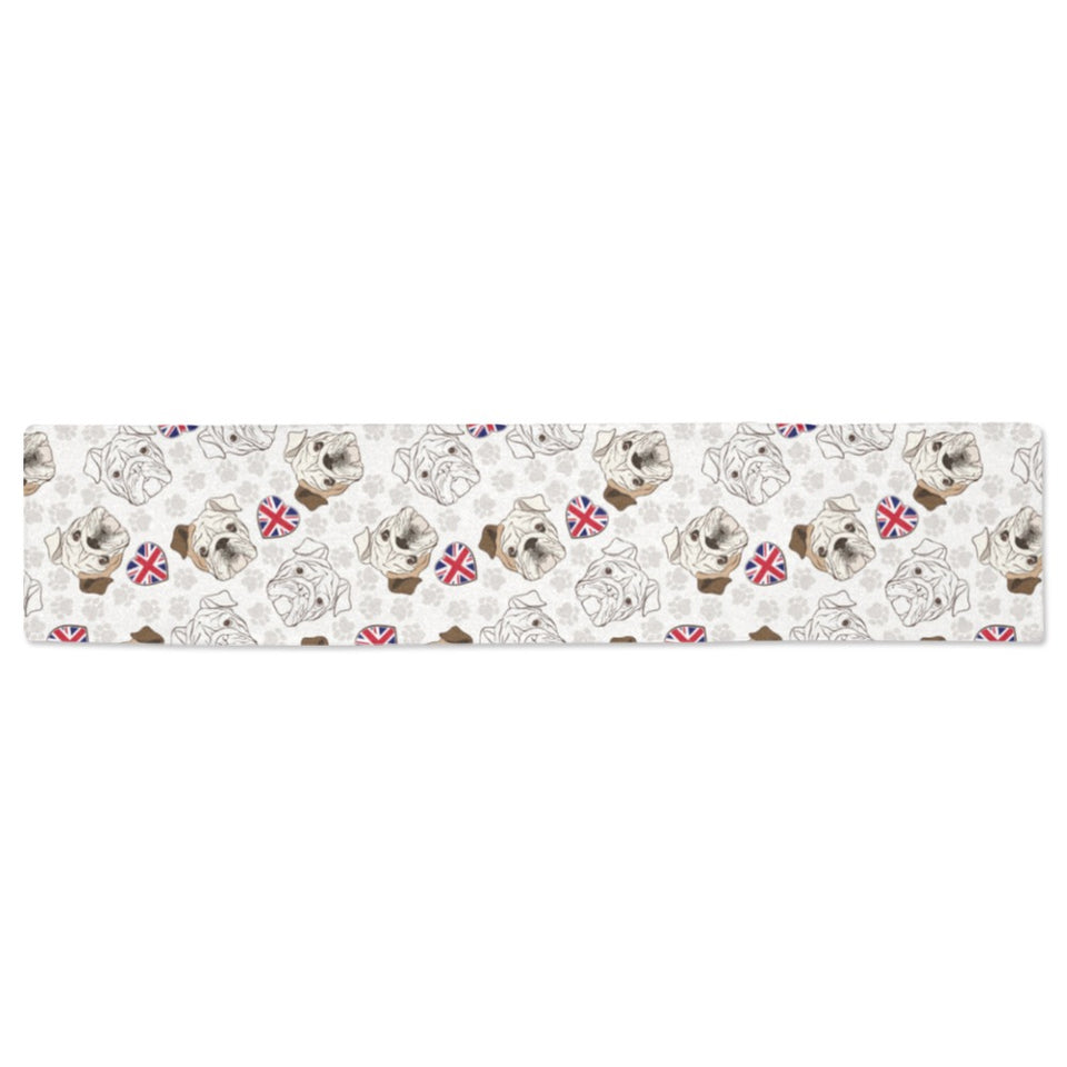 English Bulldog Pattern Print Design 01 Table Runner