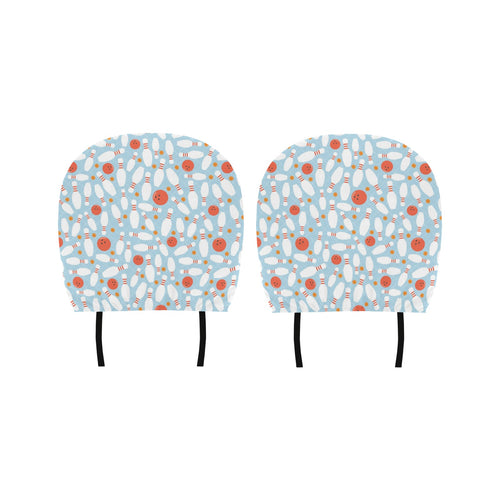 Bowling ball bowling pins blue blackground Car Headrest Cover