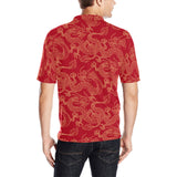 Gold dragons red background Men's All Over Print Polo Shirt