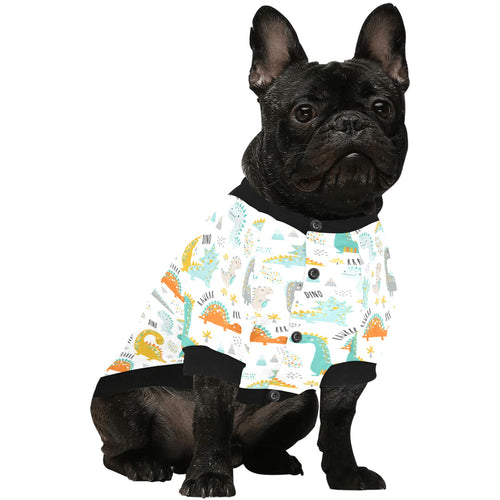 Cute funny kids dinosaurs pattern All Over Print Pet Dog Round Neck Fuzzy Shirt