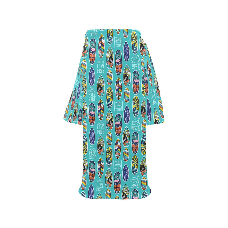 Surfboard Pattern Print Design 05 Blanket Robe with Sleeves