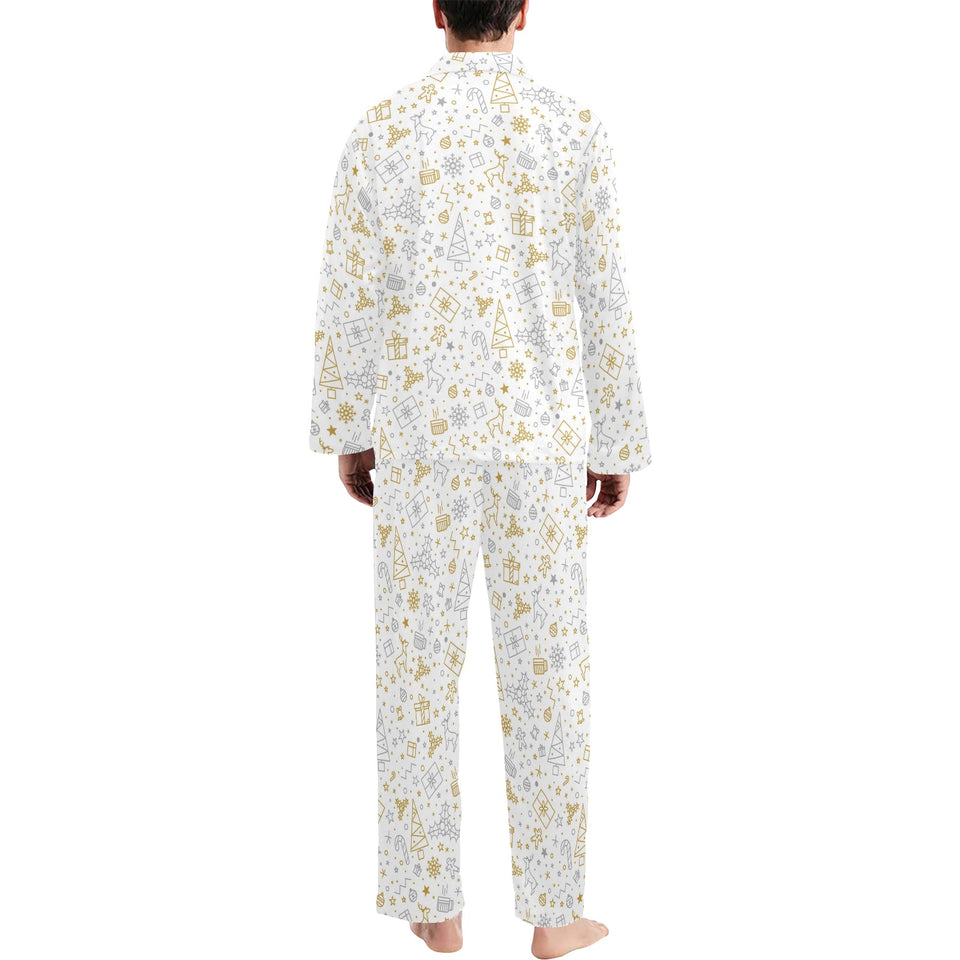 Christmas tree Christmas element Silver gold patte Men's Long Pajama Set