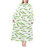 Green Peas Pattern Print Design 04 Blanket Robe with Sleeves