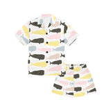 Whale dot pattern Kids' Boys' Girls' V-Neck Short Pajama Set