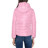 Sweet candy pink background Women's Padded Hooded Jacket