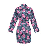 Hibiscus Pattern Print Design 05 Women's Long Sleeve Belted Night Robe