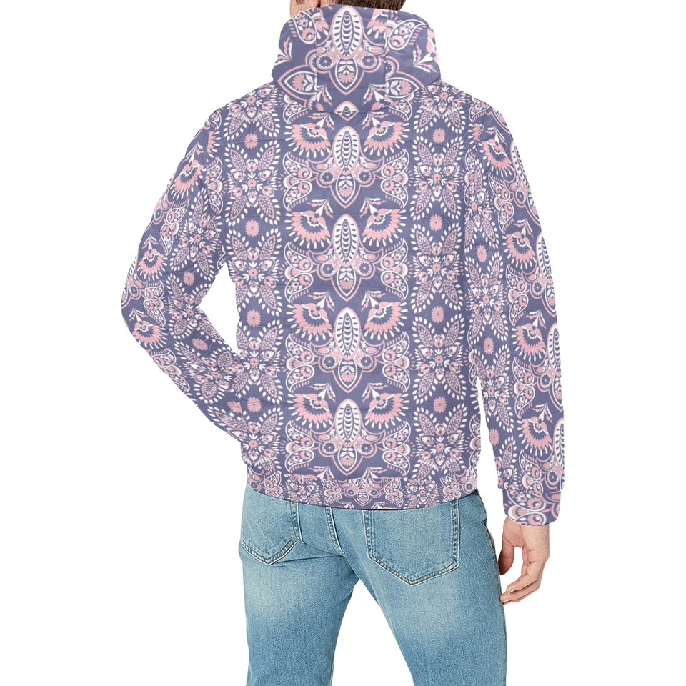 Indian Batik Style pattern Men's Padded Hooded Jacket