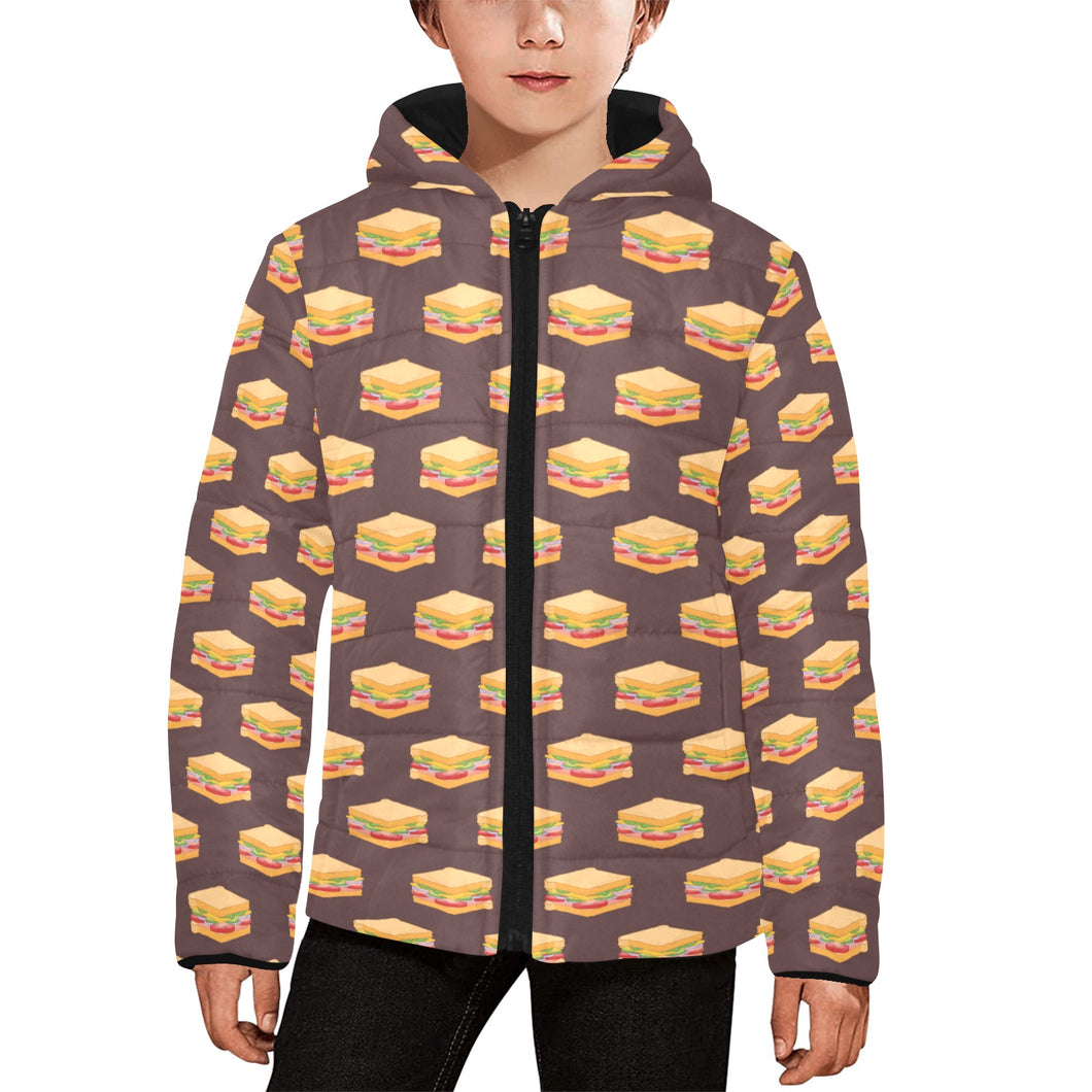 Sandwich Pattern Print Design 04 Kids' Boys' Girls' Padded Hooded Jacket