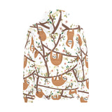 Sloths hanging on the tree pattern Men's Padded Hooded Jacket