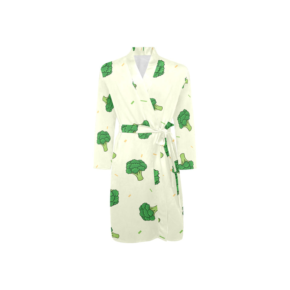 Broccoli pattern Men's Long Sleeve Belted Night Robe