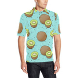 Kiwi blue background Men's All Over Print Polo Shirt