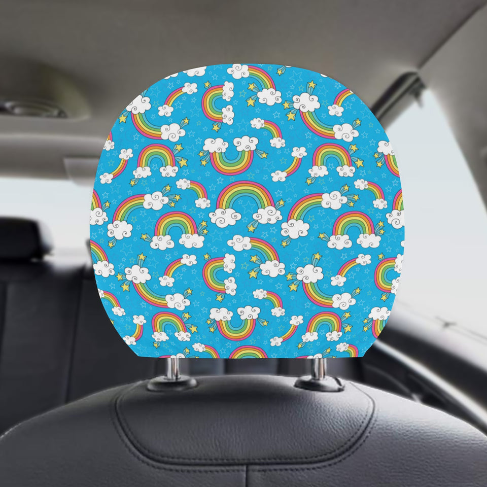 Rainbows Sky Clouds Pattern Car Headrest Cover