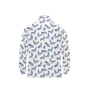 Pigeon Pattern Print Design 03 Men's Long Sleeve Polo Shirt