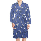 Seagull Pattern Print Design 03 Men's Long Sleeve Belted Night Robe