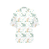 Cute Rhino pattern Women's All Over Print Hawaiian Shirt