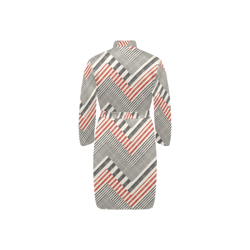 zigzag chevron striped pattern Men's Long Sleeve Belted Night Robe