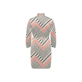 zigzag chevron striped pattern Men's Long Sleeve Belted Night Robe