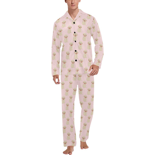 Golden Retriever Pattern Print Design 02 Men's Long Pajama Set