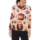 American football ball design pattern Women's Long Sleeve Polo Shirt