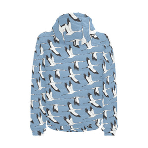 Seagull Pattern Print Design 04 Men's Padded Hooded Jacket