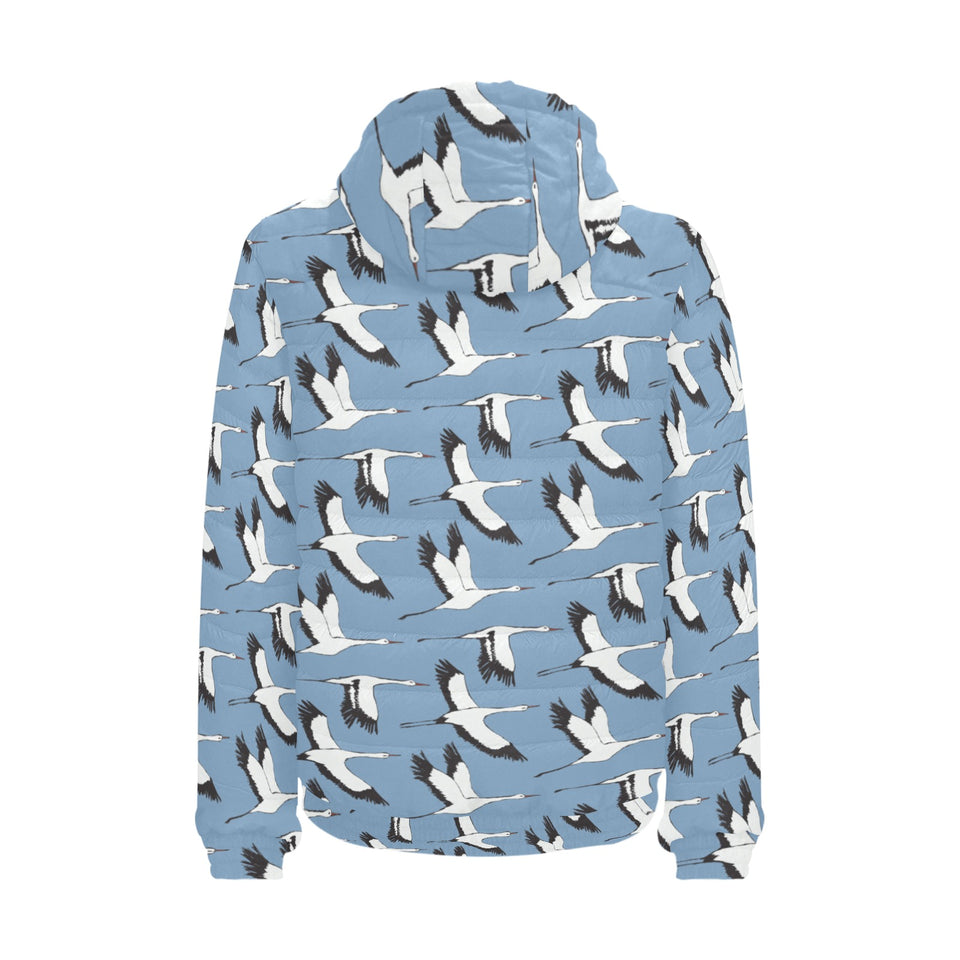 Seagull Pattern Print Design 04 Men's Padded Hooded Jacket