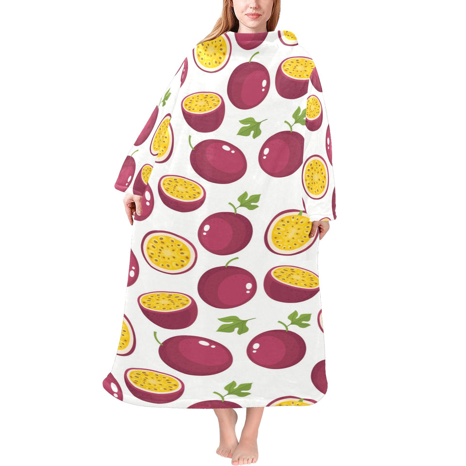 Passion fruit design pattern Blanket Robe with Sleeves